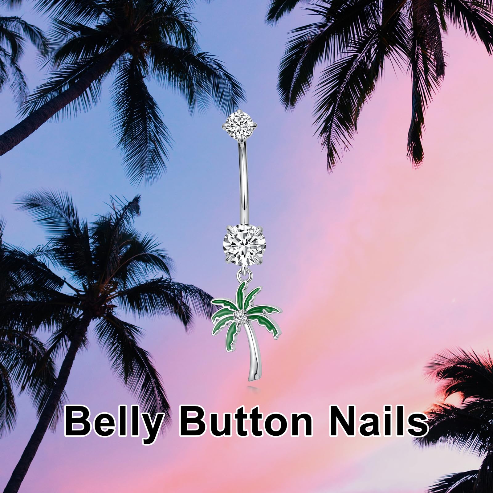 PROESS Bauchnabelringe Palme 925 Sterling Silber Bauchpiercing Schmuck Hypoallergenene Bauchnabelringe Geschenke für Frauen