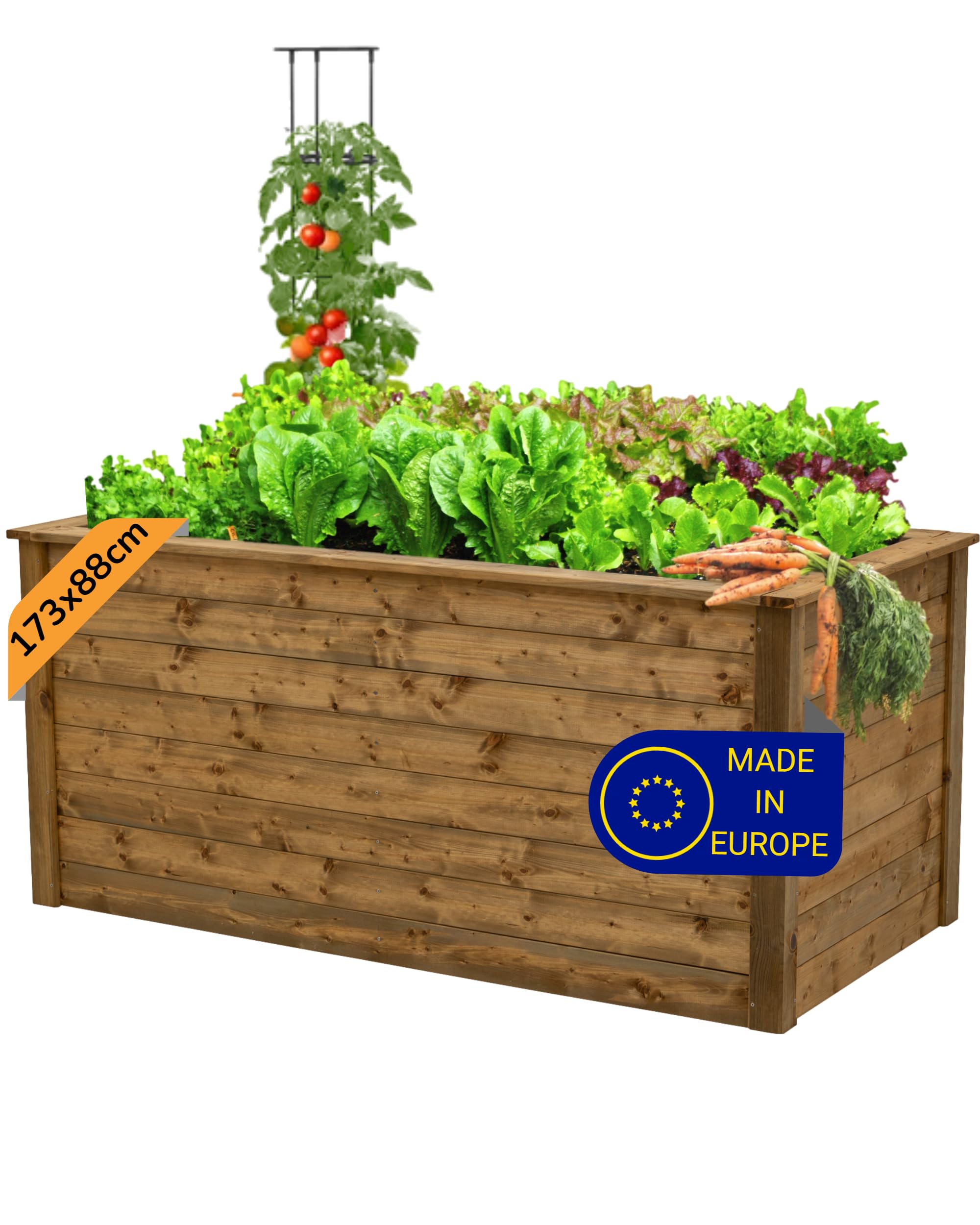 Carre Potager Exterieur Bois, Bac Jardiniere Surélevé Fabriqué en Europe (Géotextile Inclus, Bois Imprégné) [Grand]
