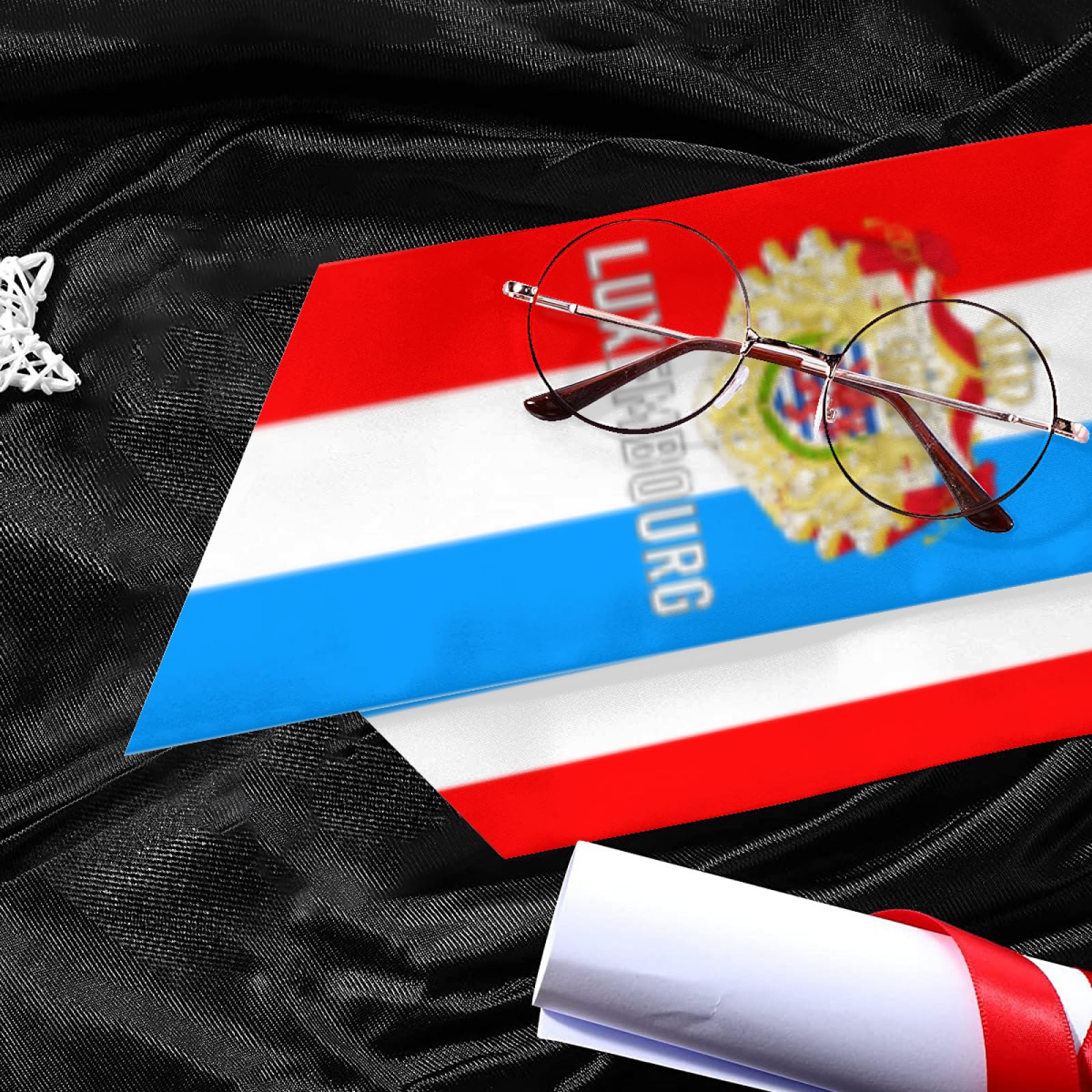 Vintage Luxembourg Luxemburger Luxembourger Flag Graduation Stole Shawl Sash for Men Women Unisex Adult Double Sided Lightweight Scarf Class of 2025 Graduate Gift for Study Aboard International