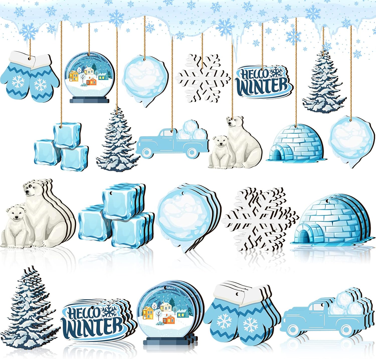 Chunful Winter Frost Wood Ornaments (30 Pieces) – Christmas Tree Hanging Decorations (Frost Style, Winter Themed) Chunful Winter Frost Wood Ornaments (30 Pieces) – Christmas Tree Hanging Decorations (Frost Style, Winter Themed)