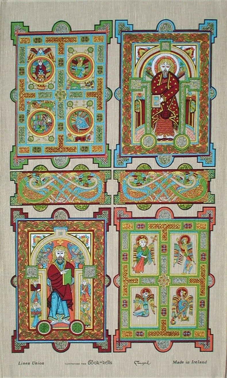 Ulster Linen St. Patricks Day Book of Kells Linen Union Tea Towel