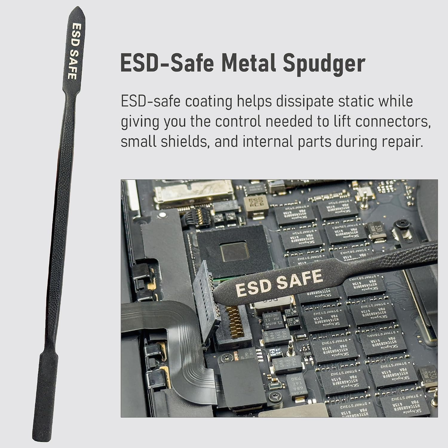HowFixit 4-in-1 Heavy-Duty Metal Spudger Set, Electronics Opening Kit with Anti-Static ESD Metal Spudger, Ultra-Thin Pry Tool & Dual-Sided Spatula for Laptop, Tablet, Phone, Game Console, iMac Repair image 3