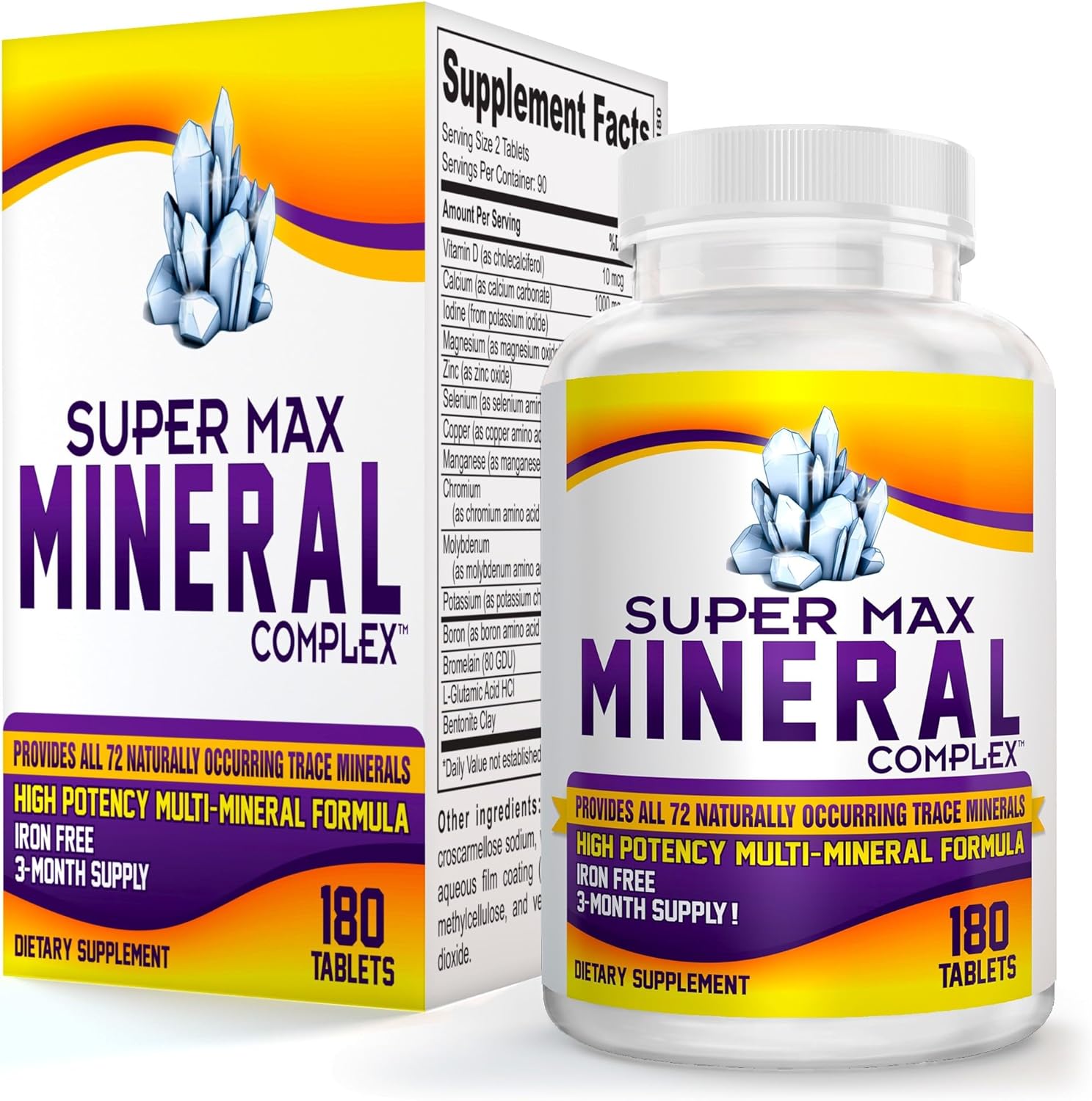 3-Month Multimineral Supplement (Iron Free) with 72 Trace Minerals – Natural Multiminerals – High Potency Multi Mineral Supplements All-in-1 Formula | 90-Day Supply (180 Tablets) 3-Month Multimineral Supplement (Iron Free) with 72 Trace Minerals – Natural Multiminerals – High Potency Multi Mineral Supplements All-in-1 Formula | 90-Day Supply (180 Tablets)