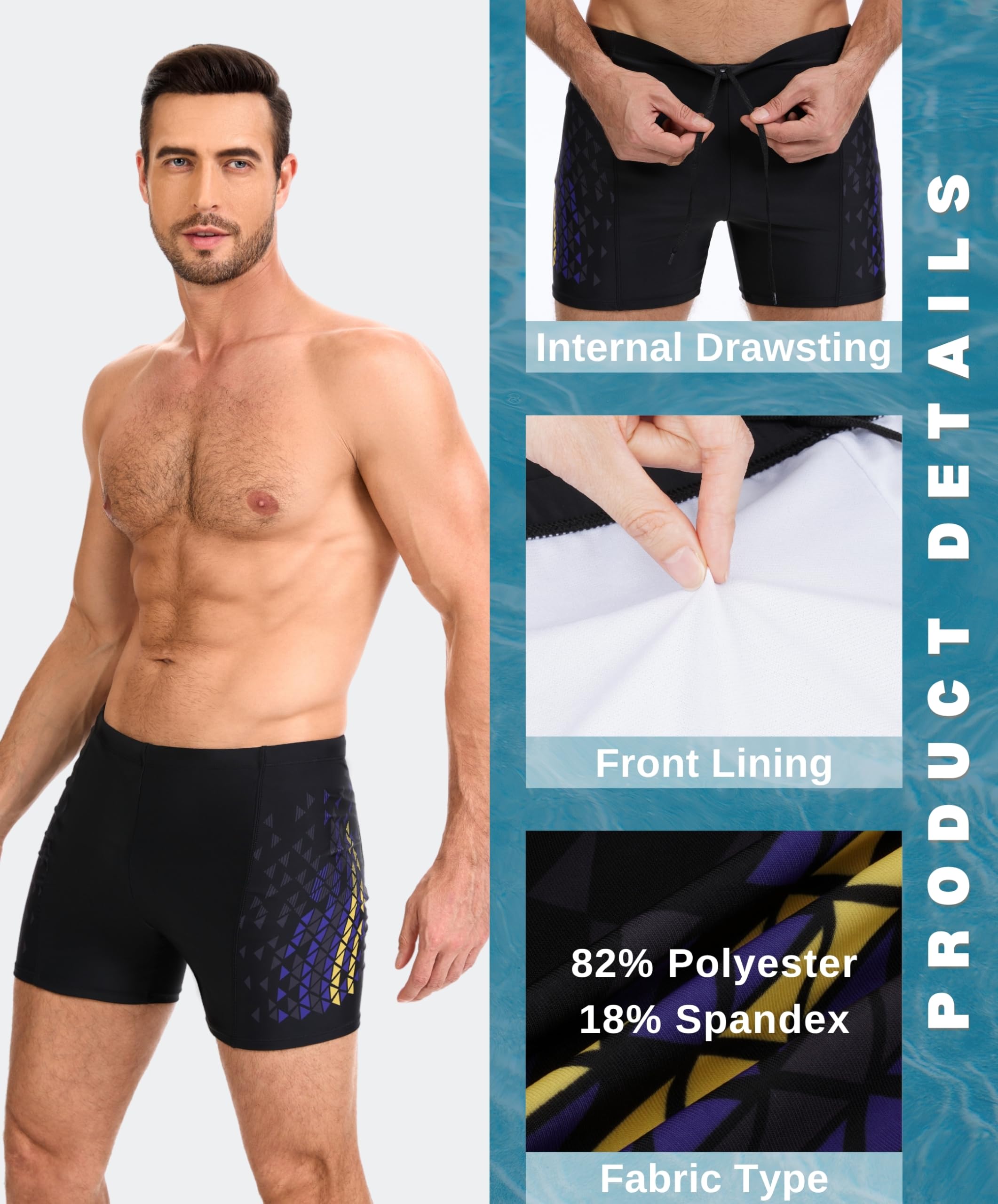 AMZSPORT Bañador de Hombre Secado Rápido Bañadores Boxer con Cordón