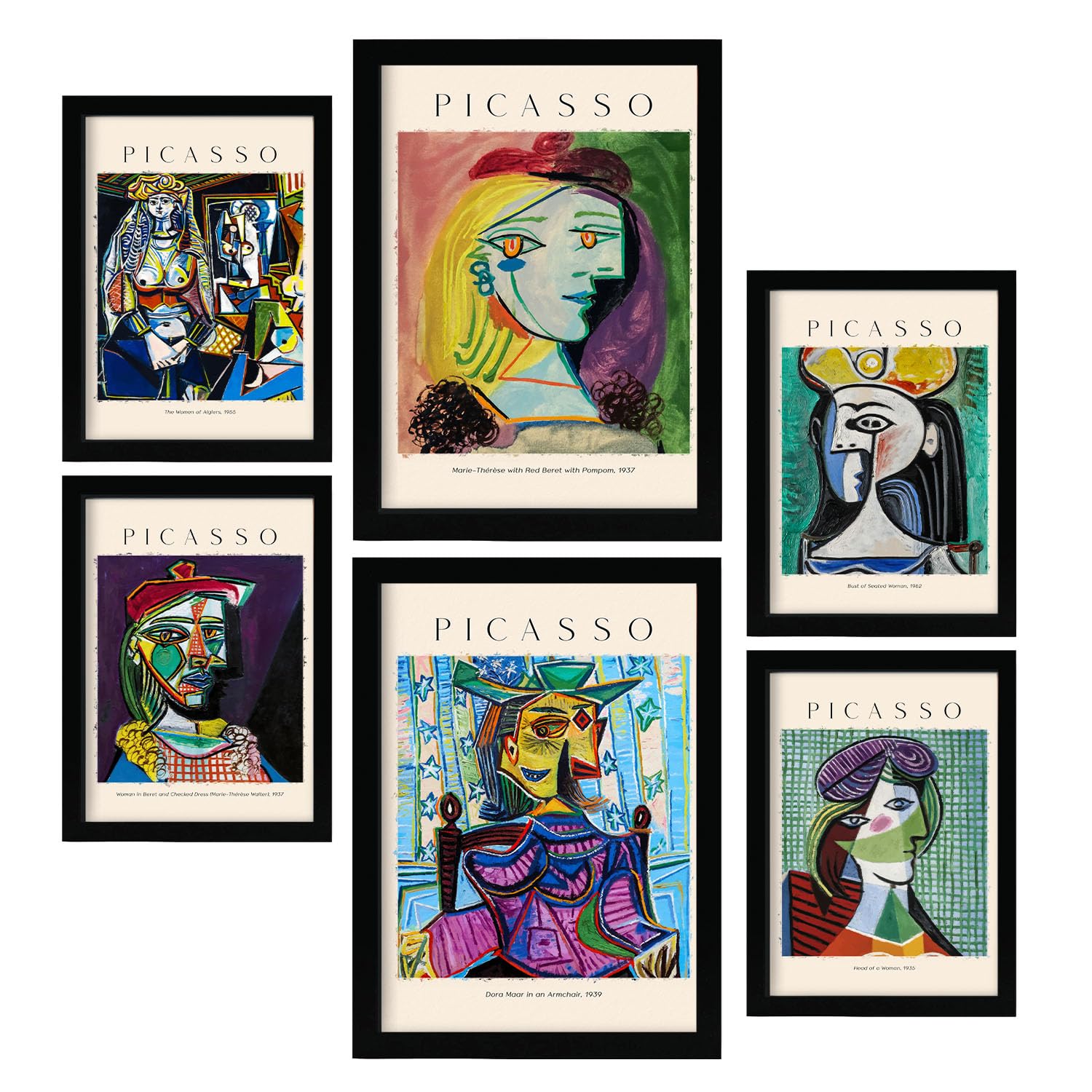 Nacnic Poster 6 set of Picasso 2 Collection of artworks, Decorative frames for your living room bedroom