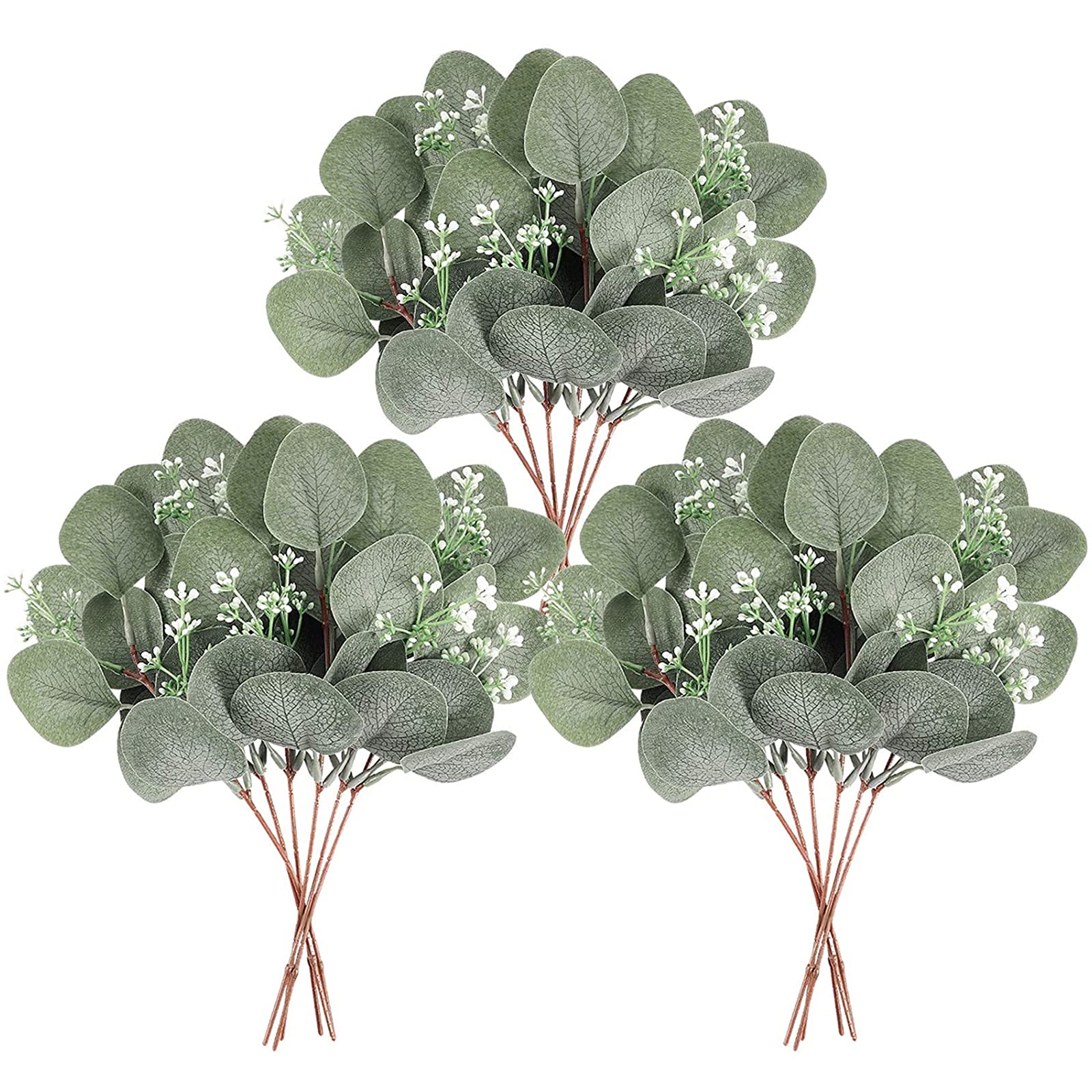 Buy Unisun 18Pcs Artificial Eucalyptus Seeded with White Fruits 11.8" Faux Greenery s Silk