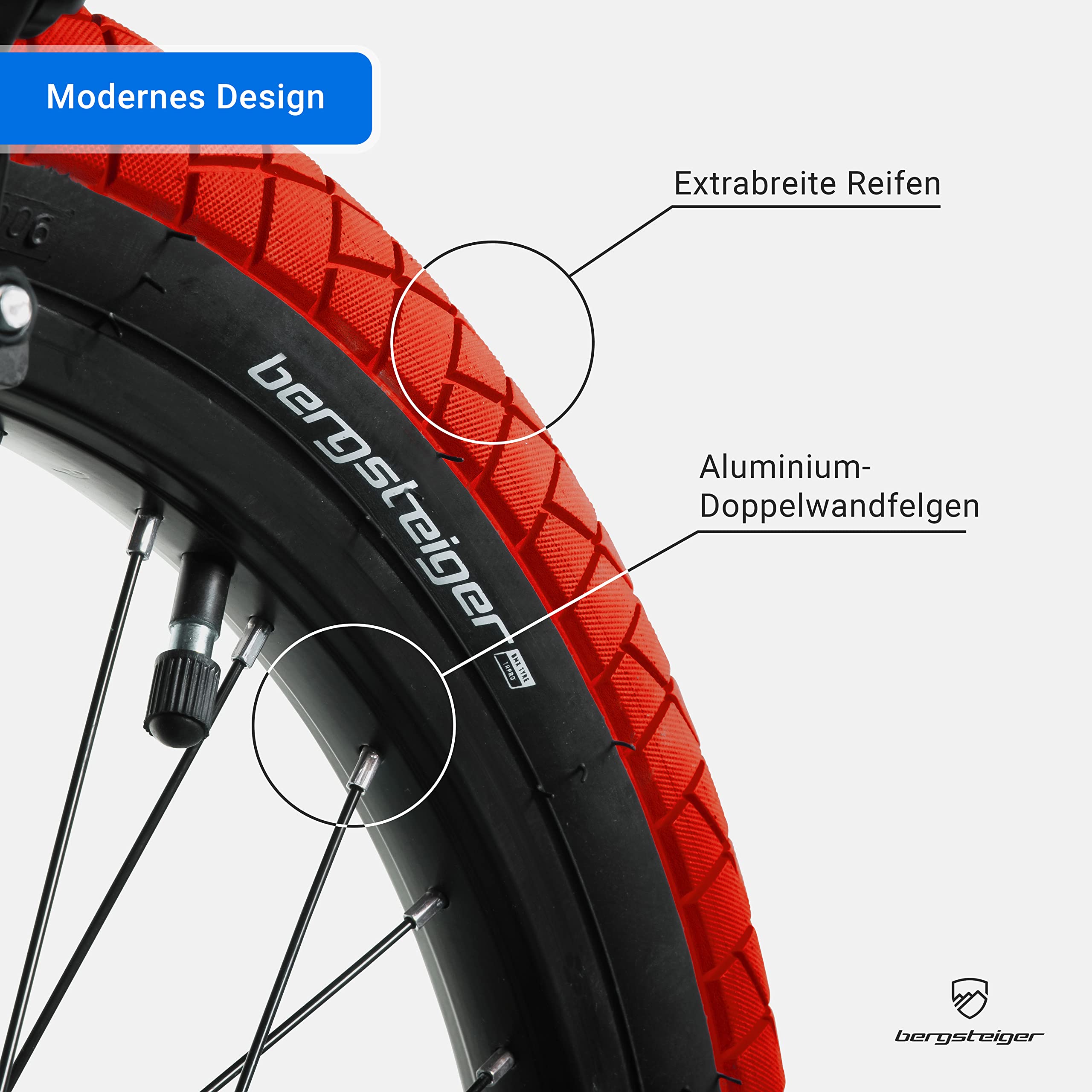 Bergsteiger Halifax 20 Zoll BMX Freestyle Fatbike mit Kettenschutz | Cooles Design mit 360 Grad Rotor-System und zwei Stahl-Pegs. Perfekt ab 120 cm Koerpergroesse dank 90% Vormontage.