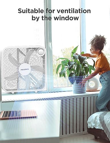 Miniatura 5 de Pelonis Box Fan 20 Inch – Adjustable 3 Speeds For the Perfect Noise Level for Sleeping – 5 Blade Technology Provides Powerful Airflow to Beat the