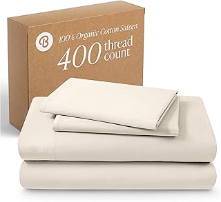 Bare Home 100% Organic Cotton Queen Sheet Set - 400 Thread Count - Smoot...