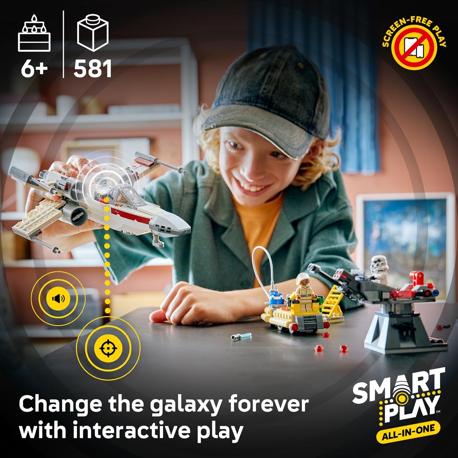 LEGO Star Wars SMART Play: Luke’s Red Five X-Wing Interactive Building Toy - All-in-One Set - Reacts to How You Move and Play with a SMART Brick - Gift for Boys, Girls, Kids Ages 6+ - 75423 - Image 2