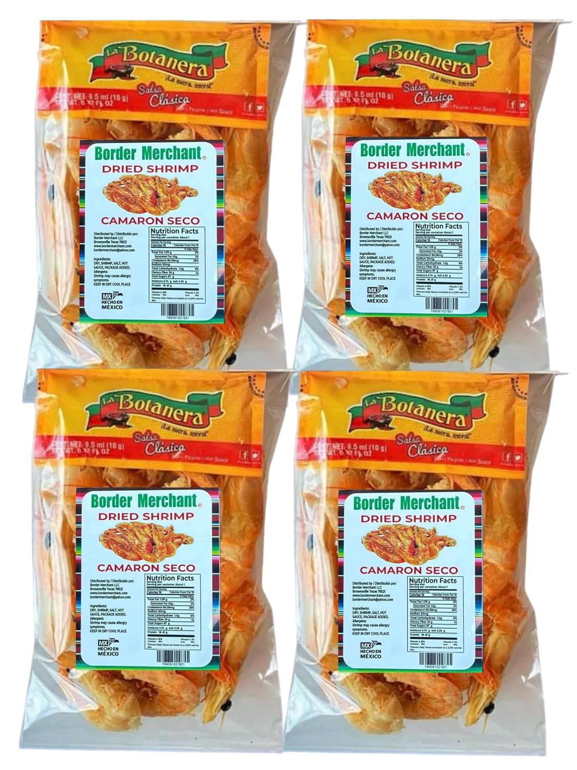 Camaron Seco Botana | Dried Shrimp Snack | 1.5oz | Pack of 4