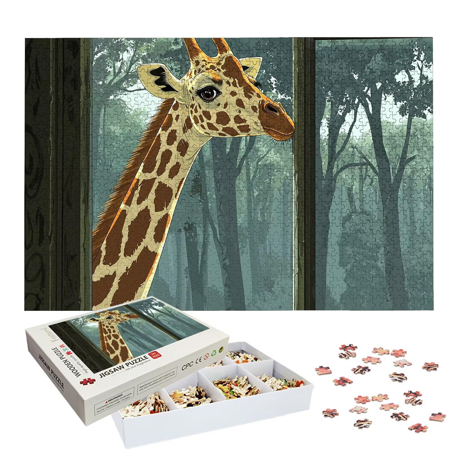 Puzzle 3000 Pezzi Giraffa, Puzzle Animale 3000 Pezzi Arte per Adulti e Bambini, Misura: 122x81 cm, Puzzles Legno per Adulti con Squisita Scatola di Imballaggio, Idea Regalo Donna, Regalo Uomo, -8981