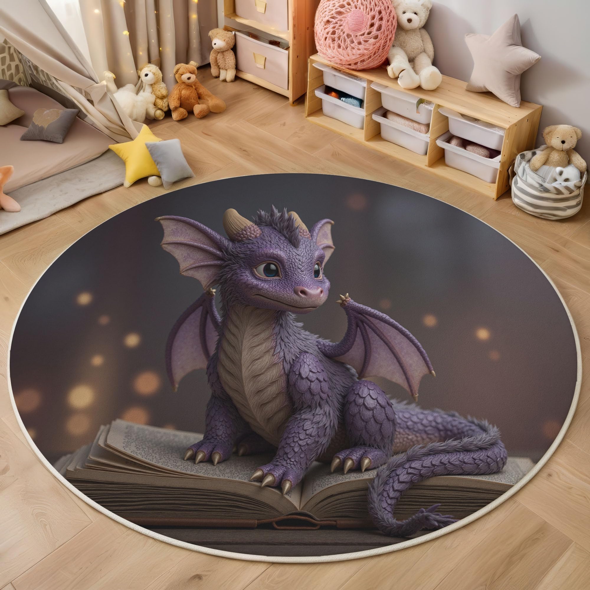 Tapis rond dragon lavable machine pour éviter les taches dans la chambre