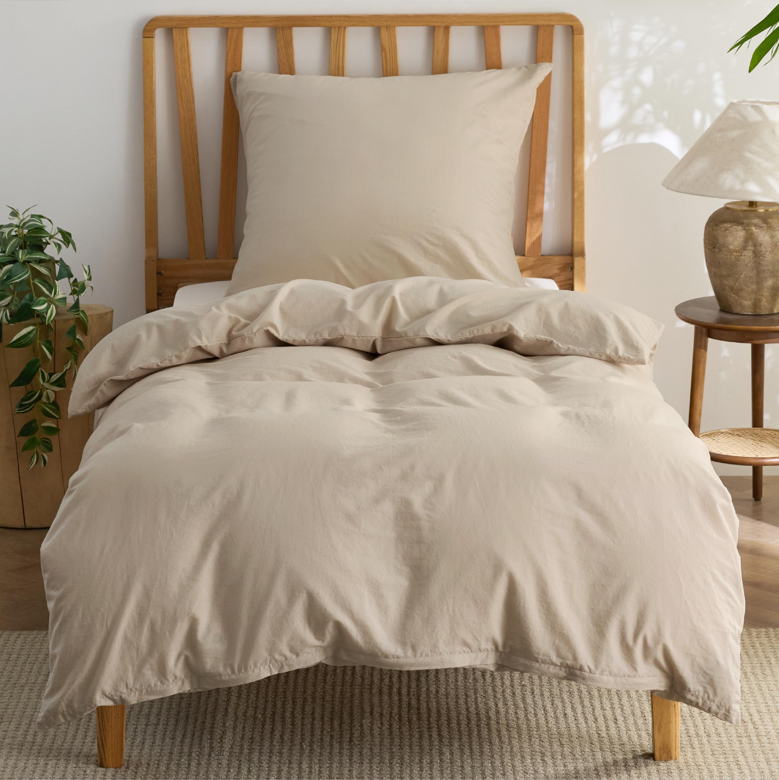 BEDSURE Bettwäsche 135x200 Baumwolle 2teilig - Sommer Bettwäsche-Sets Hazeltaupe Bettbezug mit 1 Kissenbezug 80x80 cm, Ähnliche Textur wie Washed Leinen, Oeko-TEX Bedding Braun mit Reißverschluss