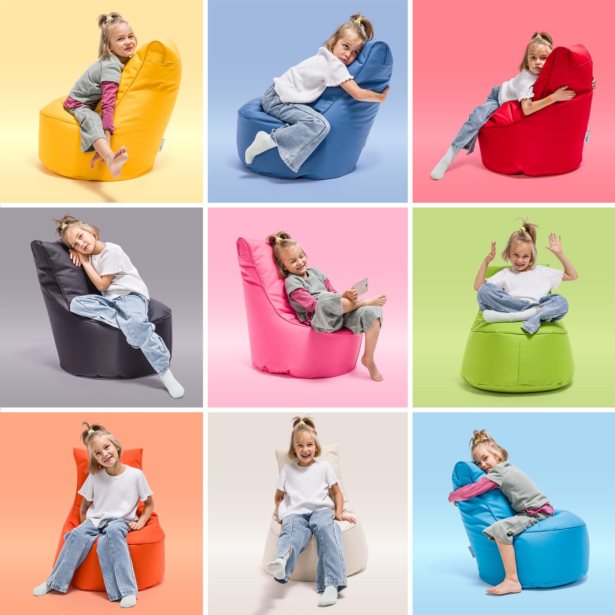 Ecopuf Seat S - Puf con respaldo alto - Dimensiones: 65 x 75 cm - Tejido de poliéster completo