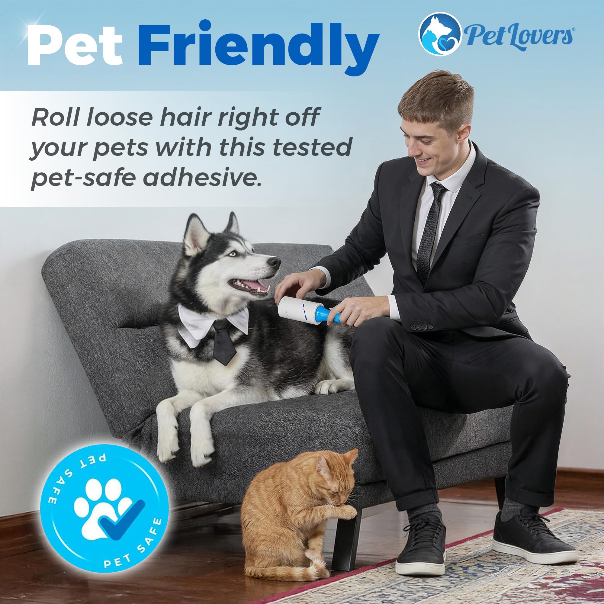 PetLovers Extra Sticky Lint Roller Value Set 270 Sheets for Pet Hair Removal and Clothes, Dog and Cat Lint Remover, 3 Pack - image 4
