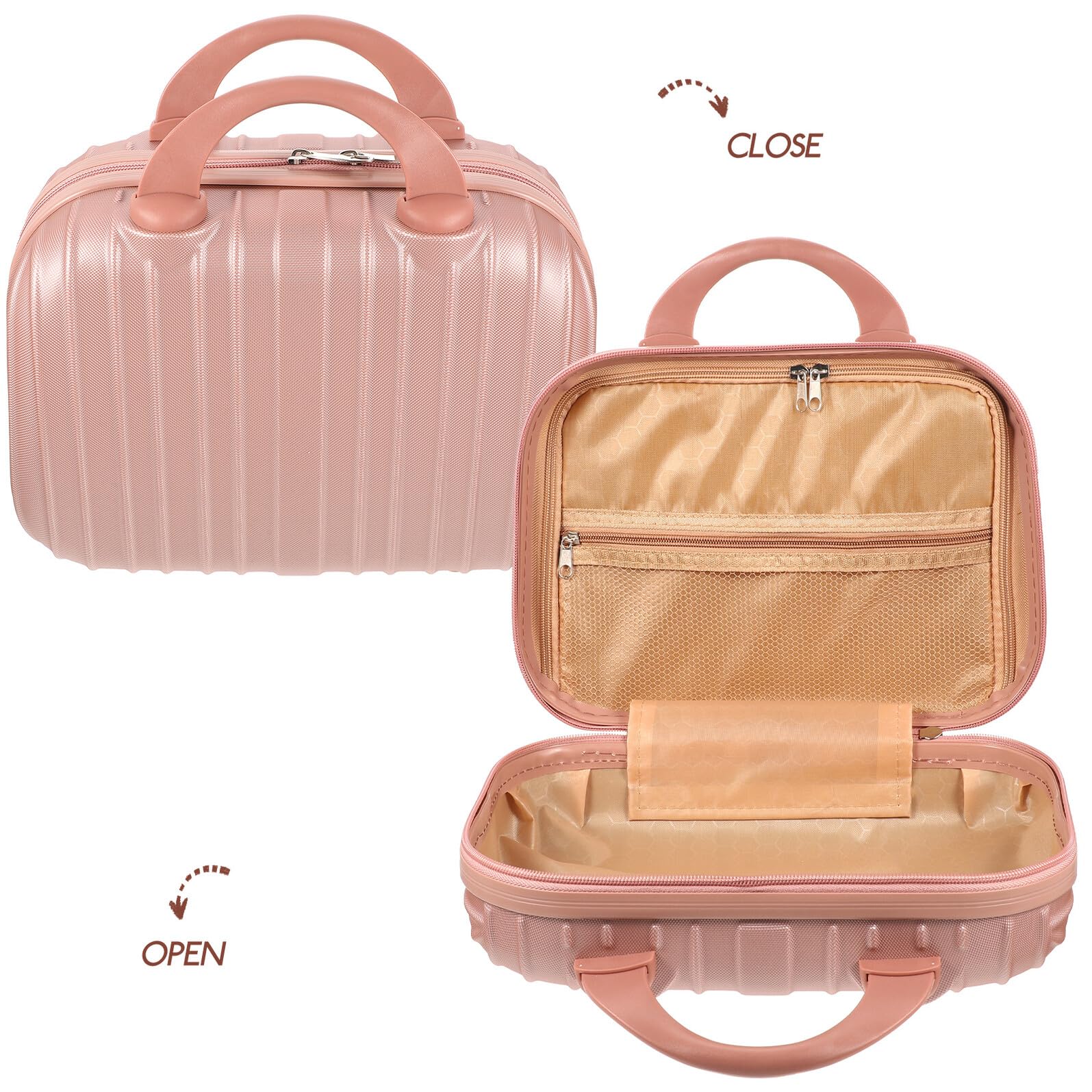 VILLCASE Borsa Portatrucchi Portatile Rosa Oro Contenitore Cosmetici Grande Capacità Maniglia Custodia Multifunzione per Viaggio e Uso Quotidiano