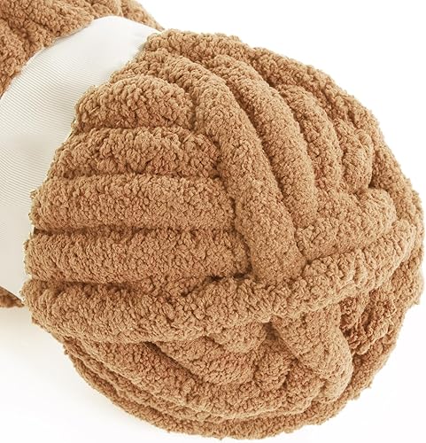 Miniatura 9 de HOMBYS Hilo de felpilla grueso blanco para tejer, hilo grueso y esponjoso para tejer, hilo grueso súper voluminoso para tejer a mano, hilo de felpa