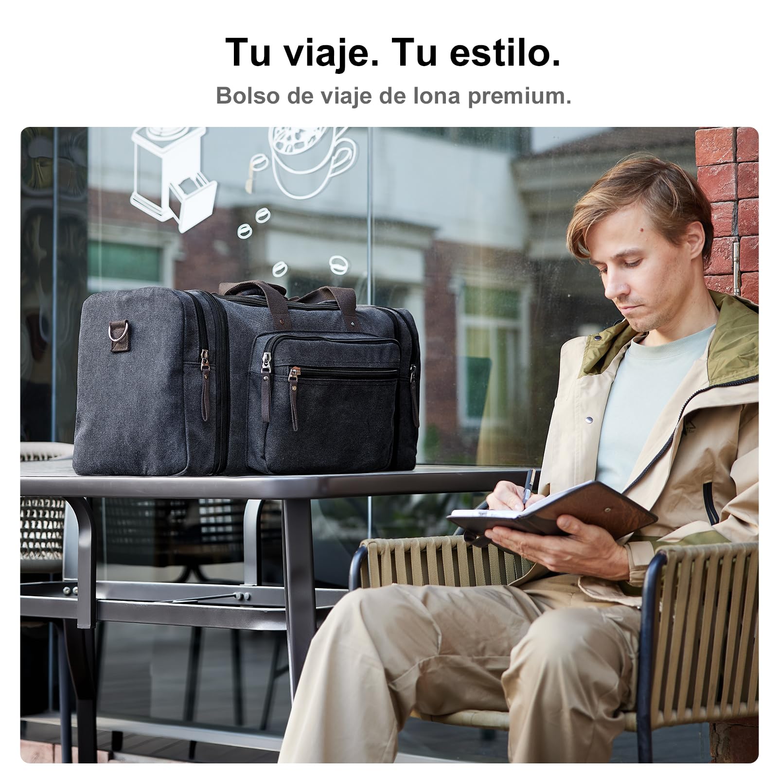 EKOROMIER 70L Bolsa de Viaje Grande de Lona para Hombre – Bolsa Weekend Expandible – Bolsa Extra Espaciosa para Vacaciones, Gimnasio y Viajes Largos