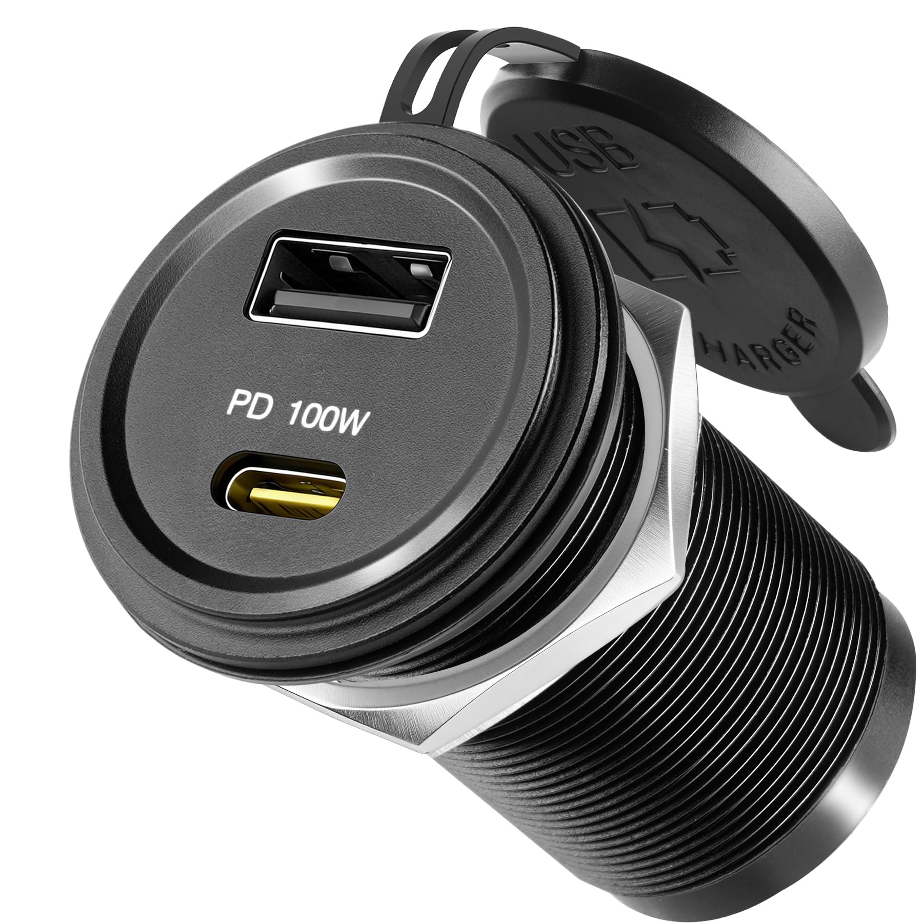 acegoo Presa USB C da 12 V 100 W PD e 18 W QC presa USB per camper, caricabatterie impermeabile per laptop, ricarica rapida per camper, barca, autobus, auto, camion, ATV, golf (confezione da 1)