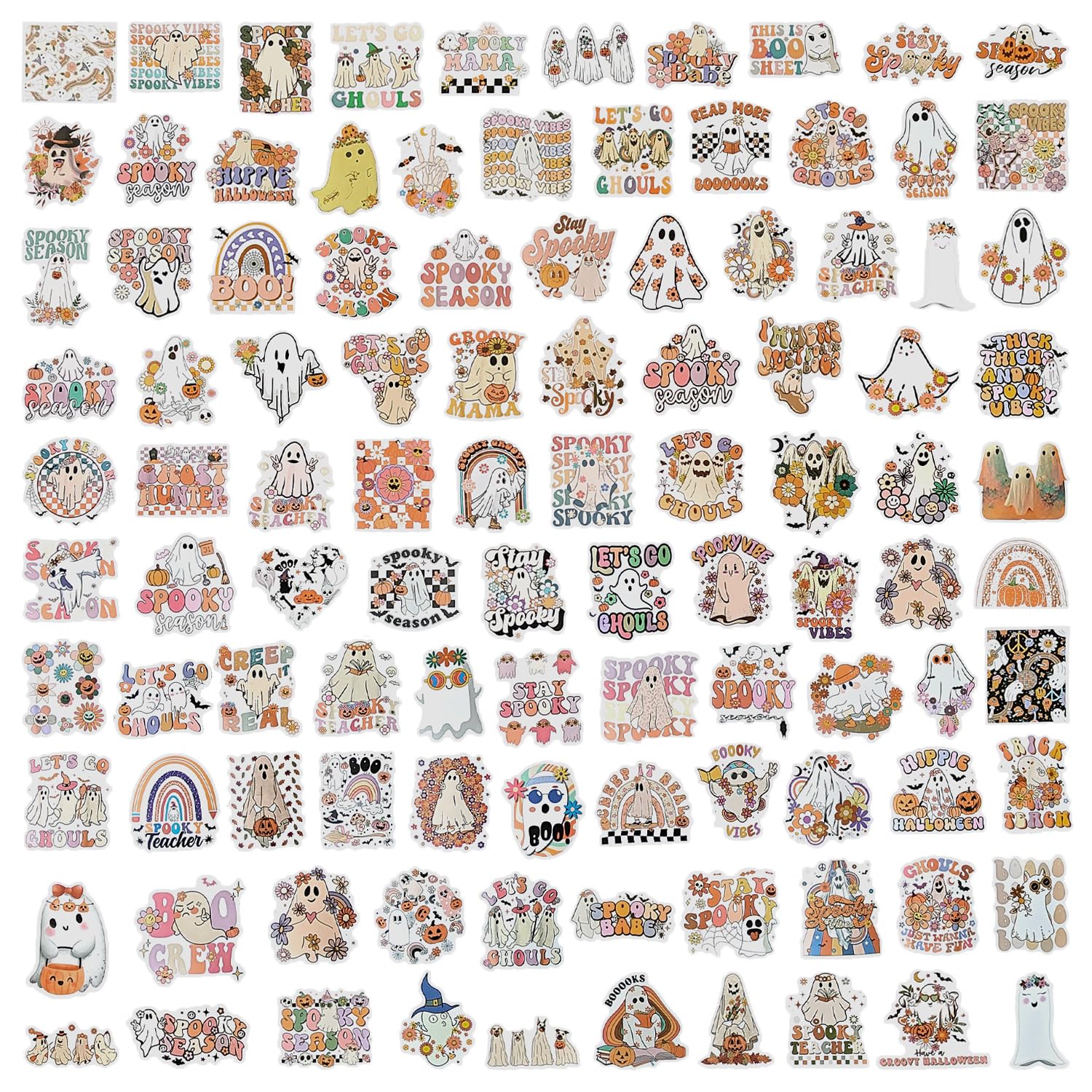 AXEN 100PCS Groovy Halloween Stickers Pack, Halloween Themed Vinyl Stickers for Laptop Phone, Water Bottles, Computer, Flask and More - Image 2