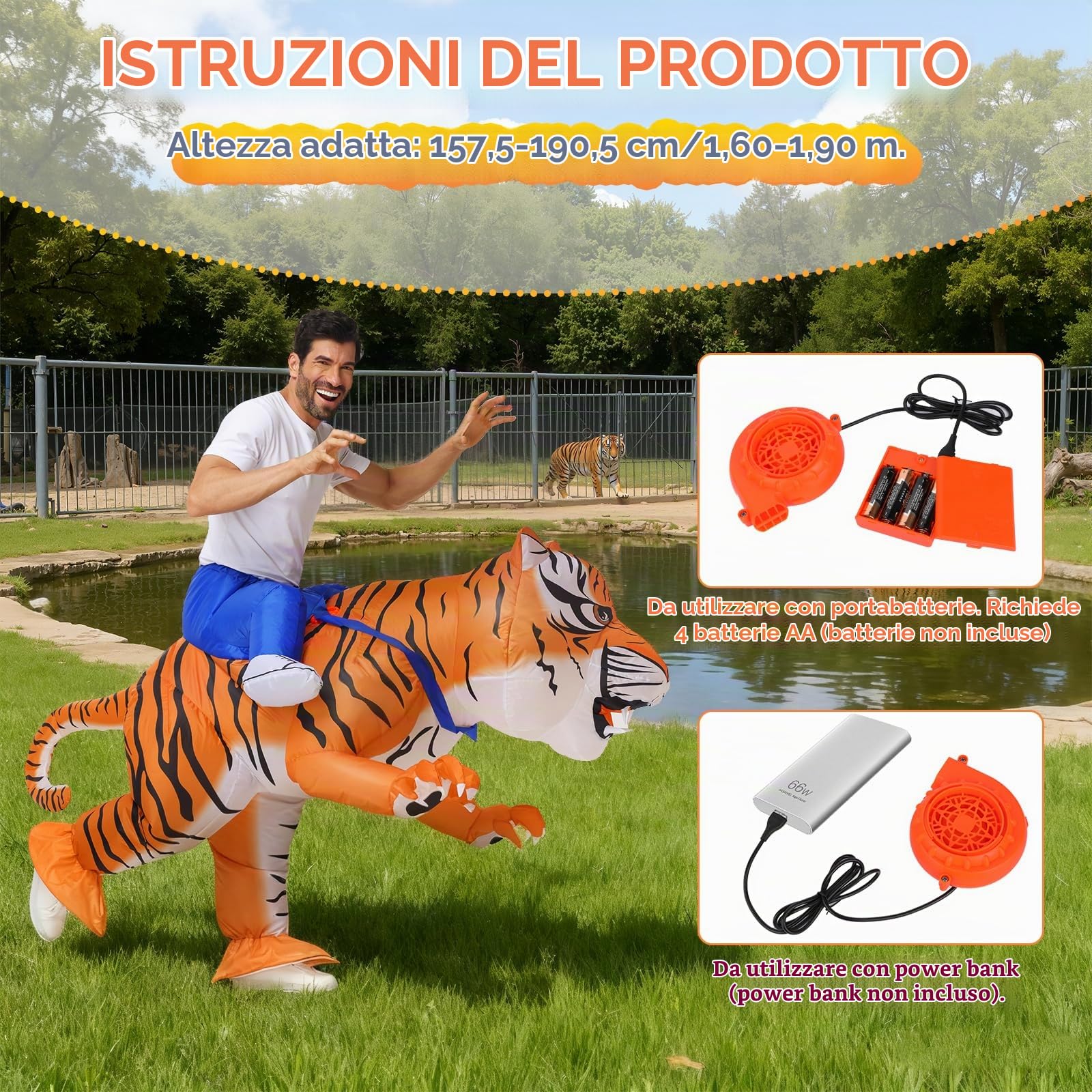 Spinosaurus - Costume gonfiabile da tigre per adulti, costume gonfiabile di Natale, costume gonfiabile di Halloween, costume gonfiabile animale per donna e uomo