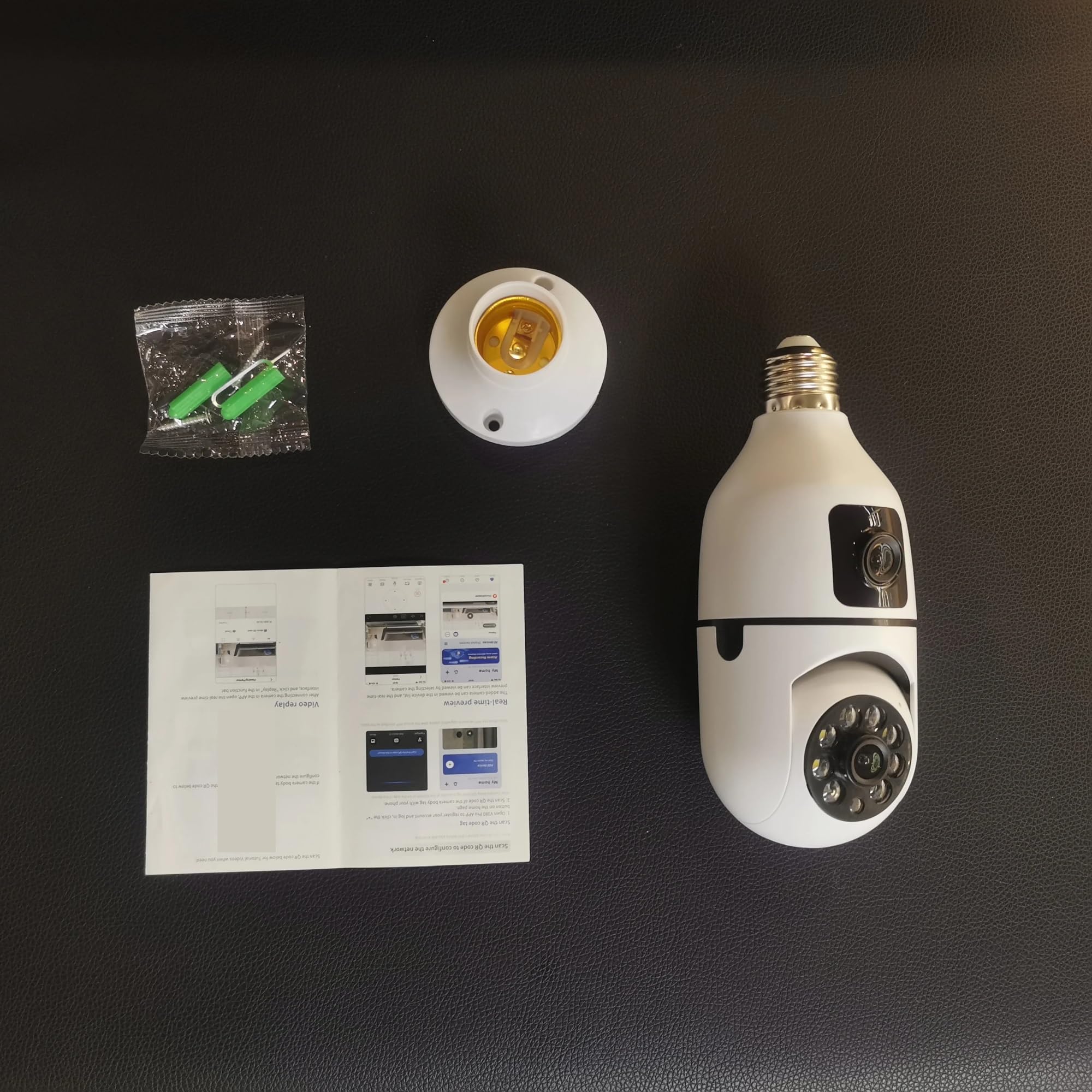 Telecamere di sicurezza, Telecamera Wi-Fi da 4MP Lampadina IP for interni a doppia lente con luce wireless Audio a 2 vie Tracciamento automatico AI Rilevamento umanoide di sicurezza PTZ(4MP Camera)