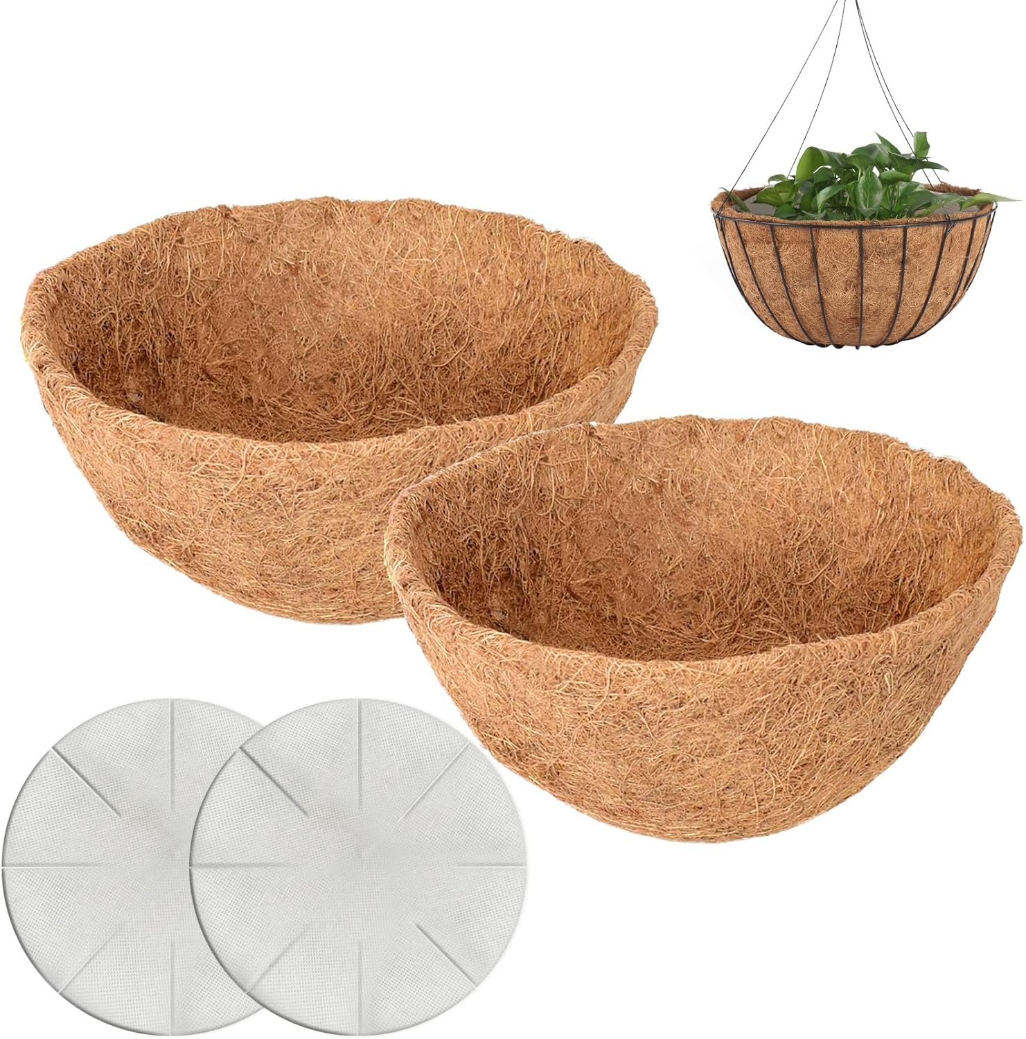 12in Coco Liner for planters, 2PCS Round Replacement Plant