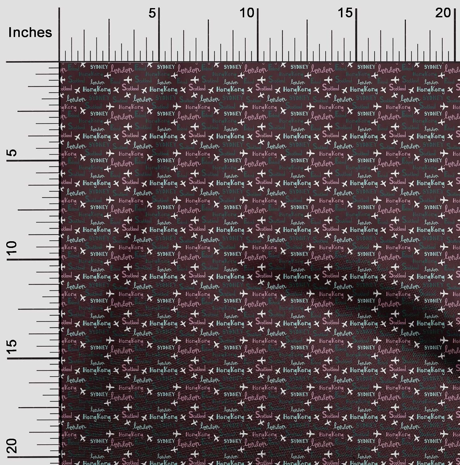oneOone Cotton Cambric Maroon Fabric Travel Sewing Material Print Fabric by The Yard 42 Inch Wide