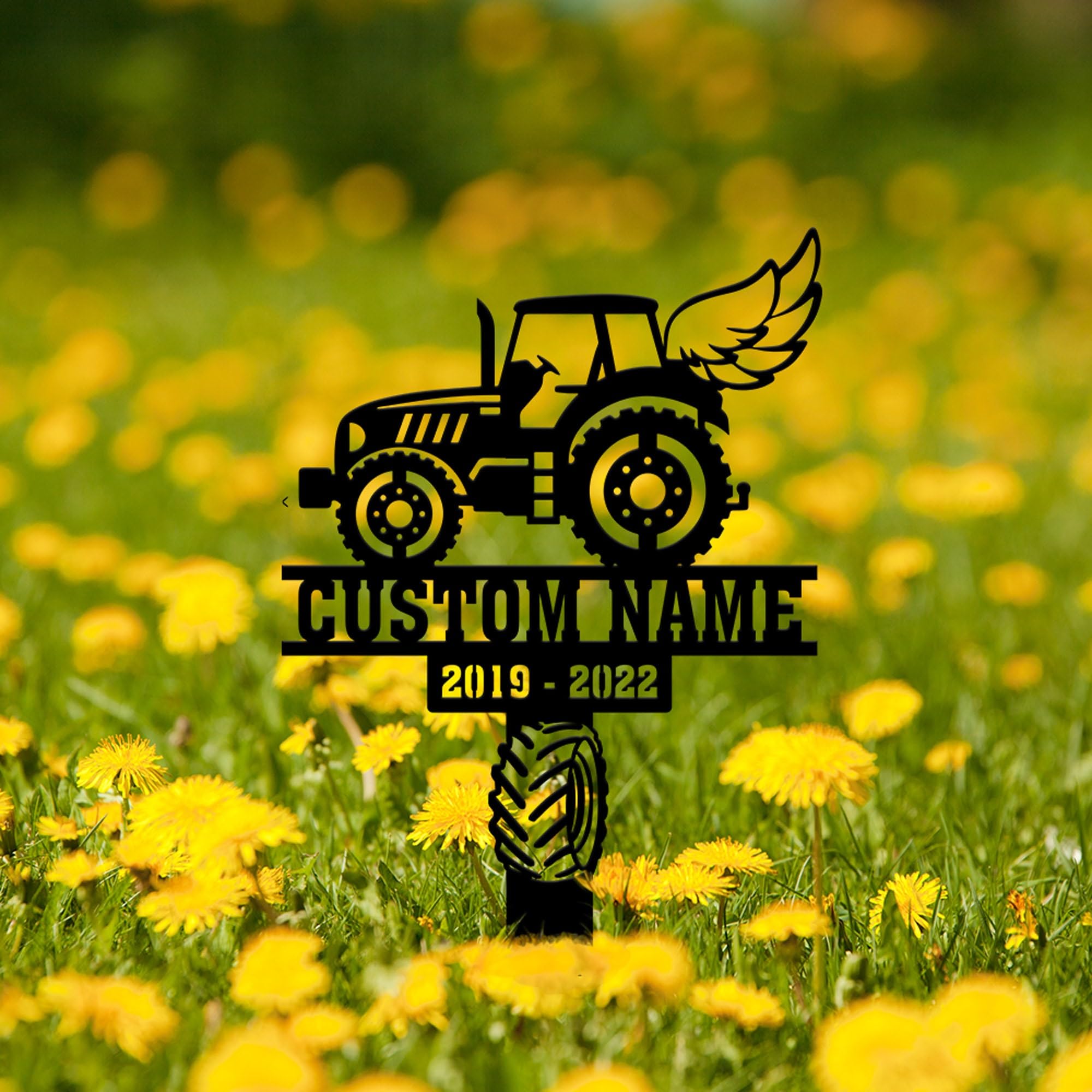 Custom Tractor Memorial Grave Marker Farmer Outdoor Sympathy Plaque Tractor Remembrance Stake Farmer Loss Keepsake Garden Sign Bereavement Gifts Memorial Gifts Garden Decor