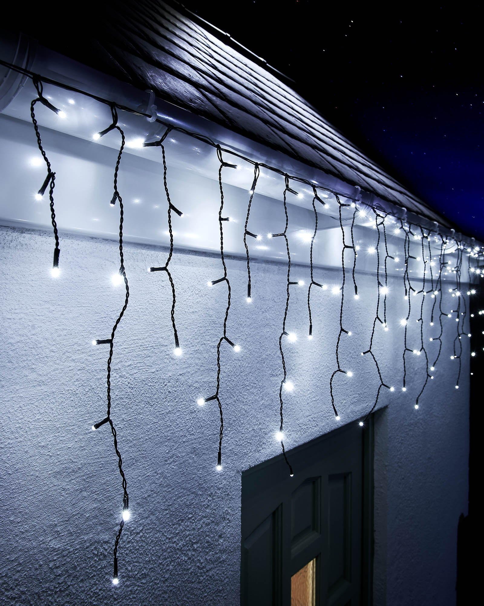 WeRChristmas LED Icicle Lights, Black Cable