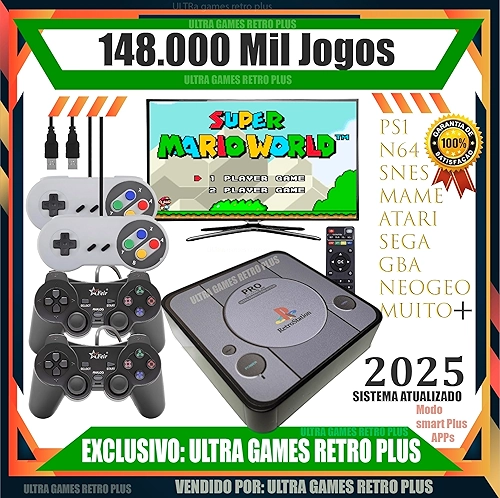 TOYUTOYI Video Game Retro Premium + 114 Mil Jogos + 4 Controles + Atualizado