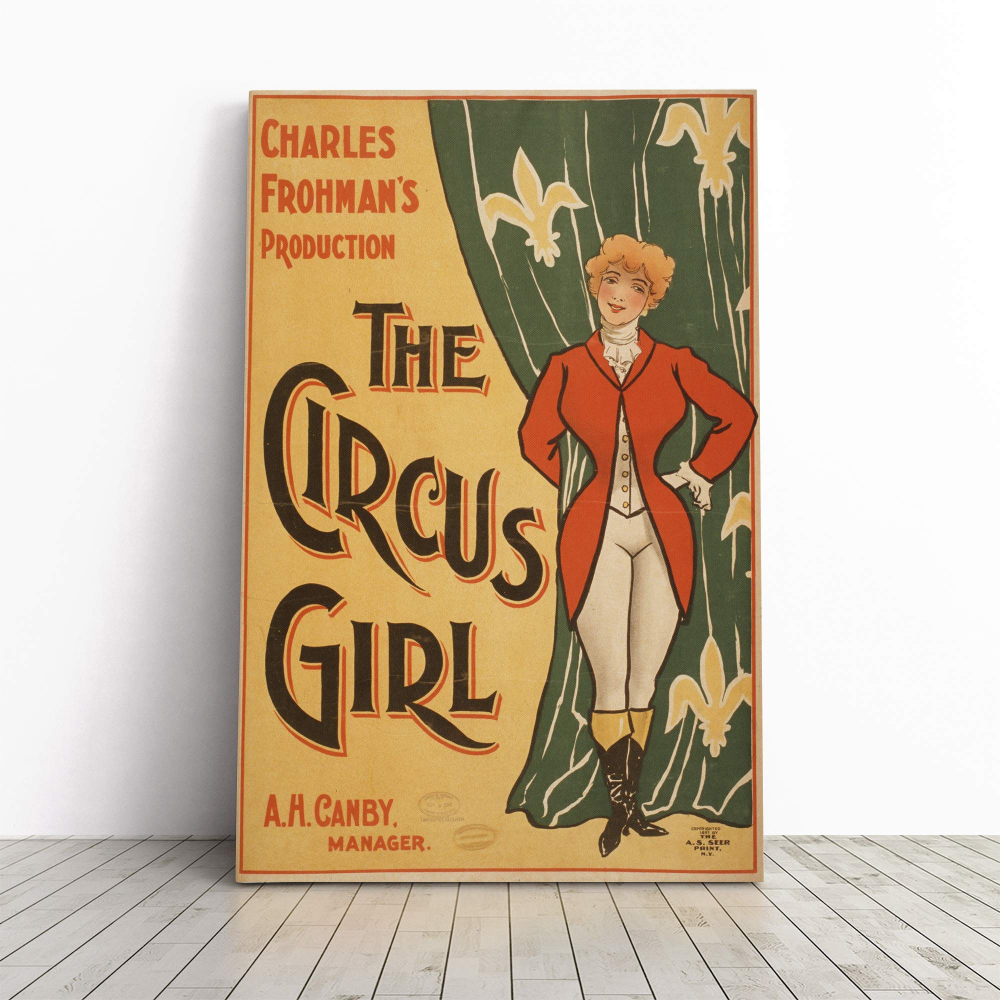 Circus Poster (11) Canvas Print | Gallery Wrapped 30mm Frame Wall Art | 24x16 inches | Ready to Hang | Retro Picture | Living Room Bedroom Lounge Office