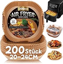 Lot de 200 feuilles de papier sulfurisé pour friteuse à air chaud, 20-24 cm, papier sulfurisé anti-adhésif, imperméable, résistant à l'huile, jetables, friteuse à air, papier parchemin compatible avec