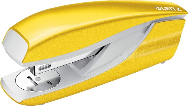 Leitz, Zszywacz Leitz NeXXt WOW, Zszywa do 30 Kartek, Ergonomiczna, Metalowa Obudowa, Opakowanie Zszywek w Komplecie, Kolekcja WOW, Kolor Żółty, 55021016