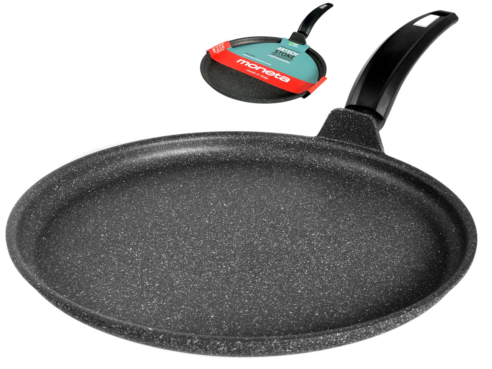 Moneta Hercules Piastra Antiaderente Stone, Alluminio Rivestito, Nero, 32 cm