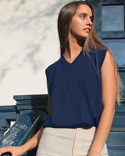 Vista 4 de TINKUY PERU - Chaleco de lana de alpaca con cuello en V para mujer, S-4XL