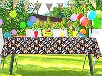 Vista 4 de Mantel de plástico con diseño de Día de los Muertos, diseño mexicano de calavera de azúcar, diseño de calavera de azúcar, impermeable, desechable