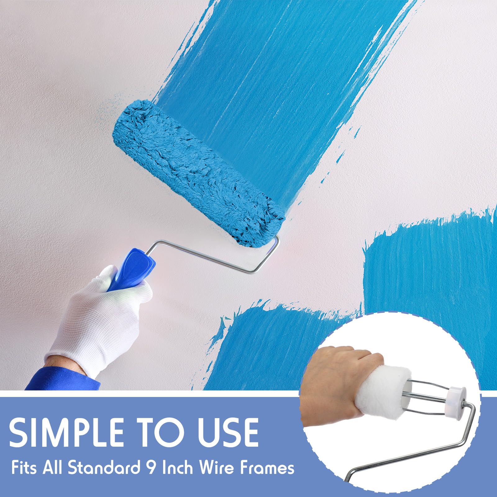 Pinkunn 48 cubiertas de rodillo de pintura de 9 x 1/2 pulgadas, cubiertas de rodillo de microfibra de alta capacidad para marco de pincel, suministros de pintura de casa para todas las superficies,