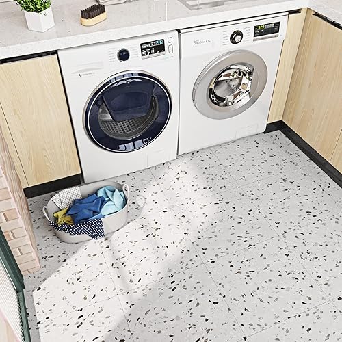 Miniatura 3 de FunStick Azulejos blancos impermeables de 12 x 12 pulgadas, paquete de 15 unidades de vinilo de mármol extraíbles, azulejos de vinilo de mármol para