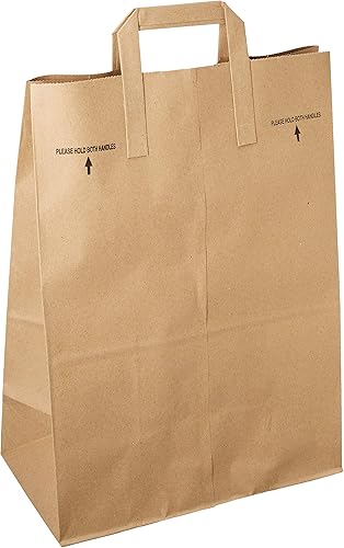 MULMEHË Bolsas de comestibles al por menor con asas, papel kraft marrón, 12 x 7 x 17 pulgadas, paquete de 50, fabricadas en Estados Unidos