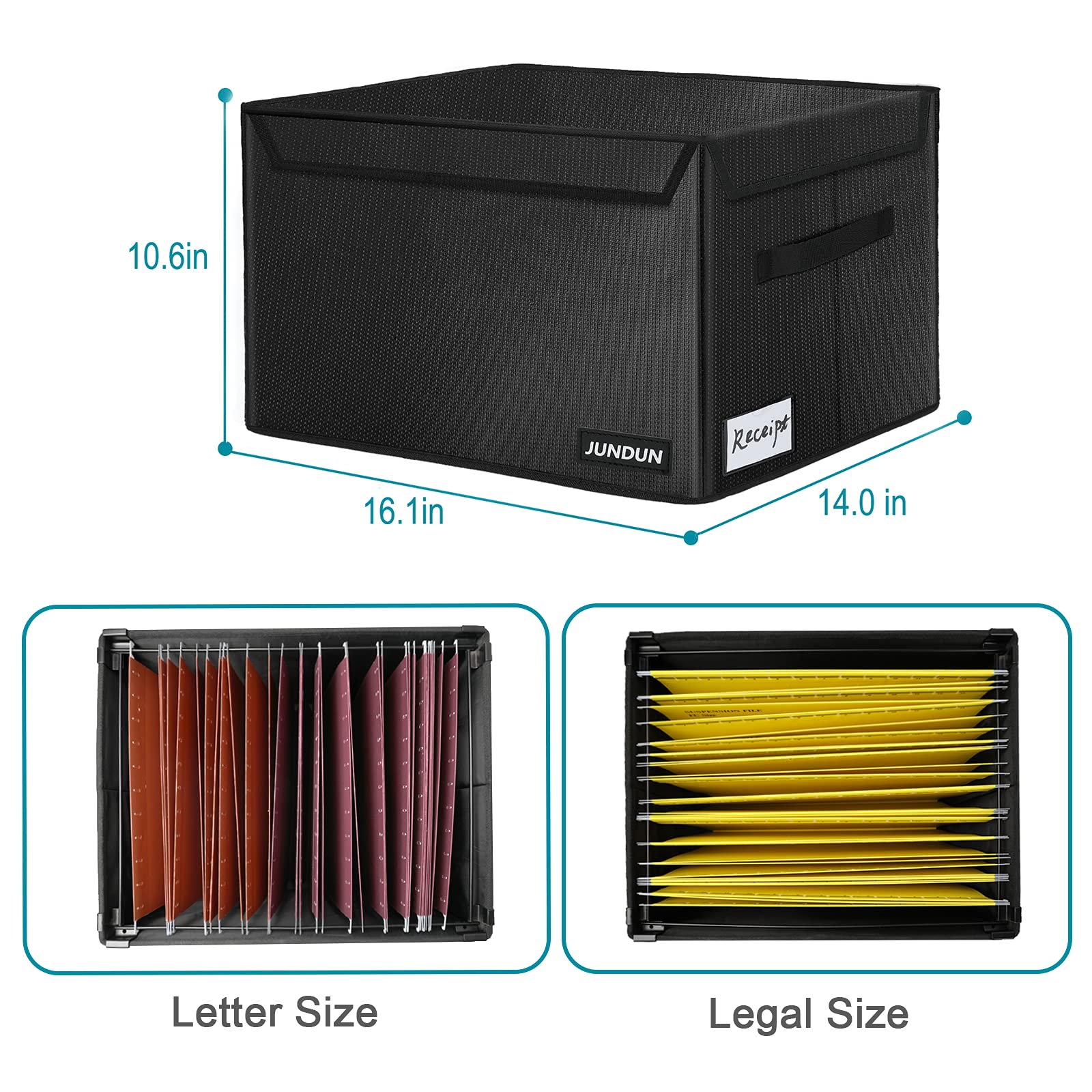 Snapklik.com : JUNDUN File Box, Fireproof File Storage Organizer Box