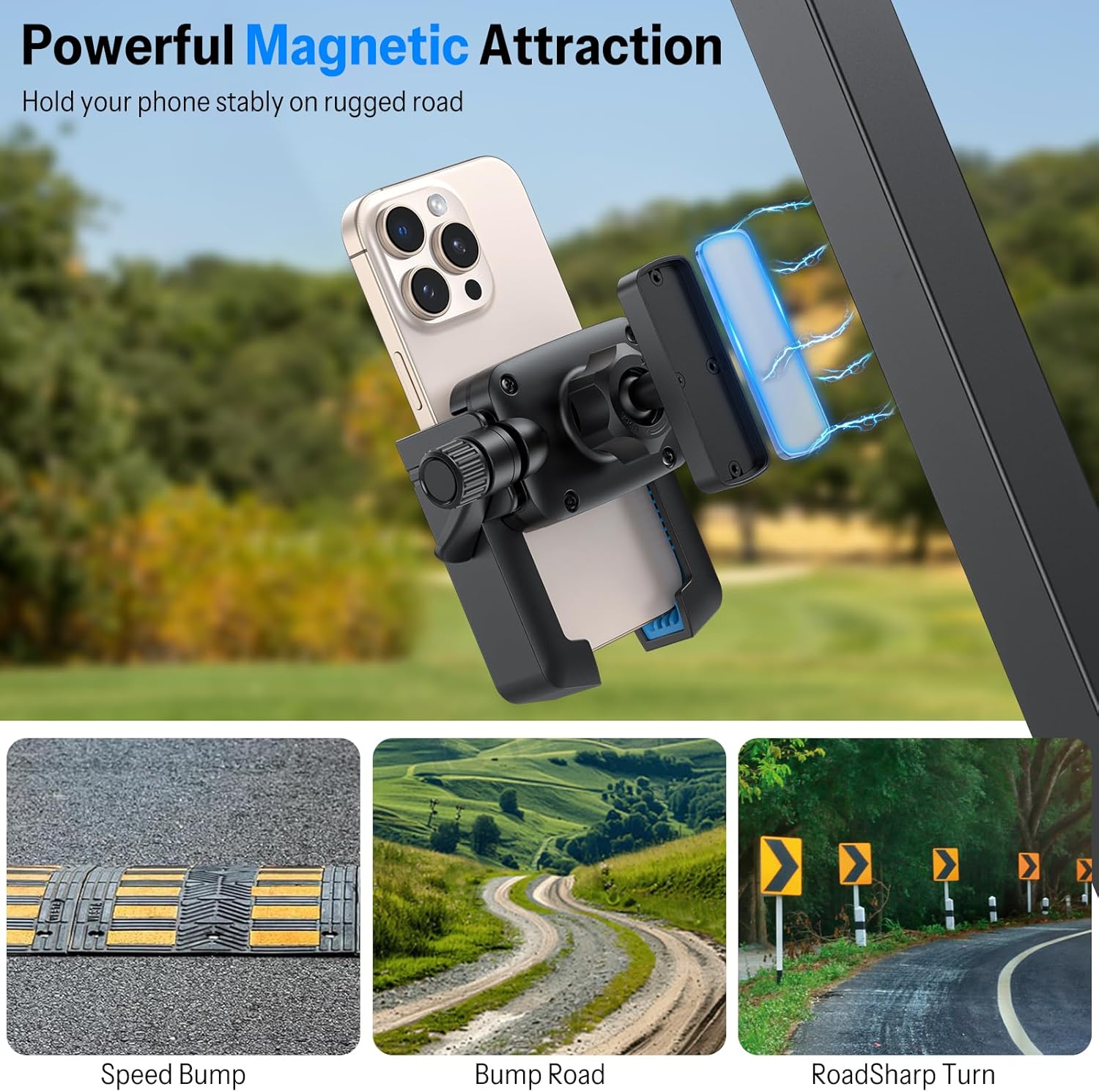 OMOTON Golf Cart Phone Holder, Magnetic Phone Mount with Safety Lock & 360° Adjustable, Phone Caddy Universal Fit for iPhone/Galaxy/Google Pixel, Golf Accessories for EZGO/Club Car/Yamaha - Image 3