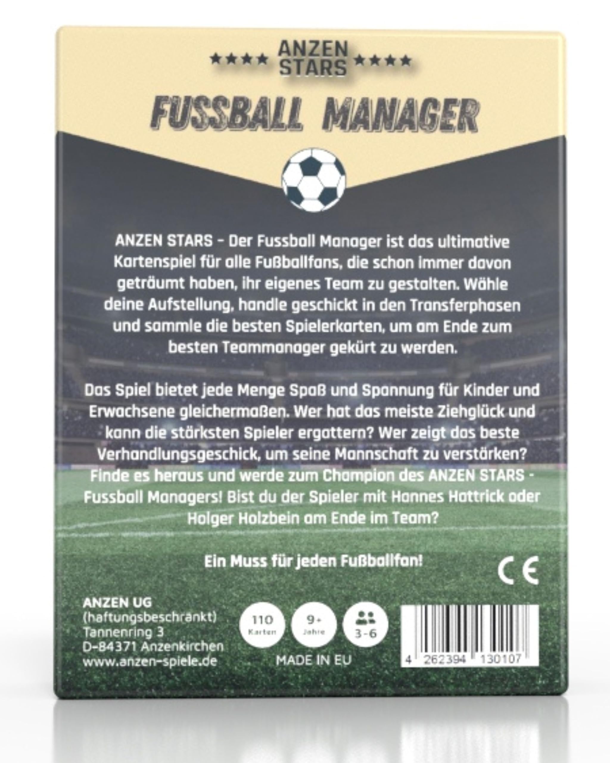 ANZEN Stars – Gestionnaire de football – Jeu de cartes | Cadeau pour enfants et fans de football à Noël | Jeu de société pour garçons passionnés de football à partir de 8 à 9 ans | Jeu de famille |