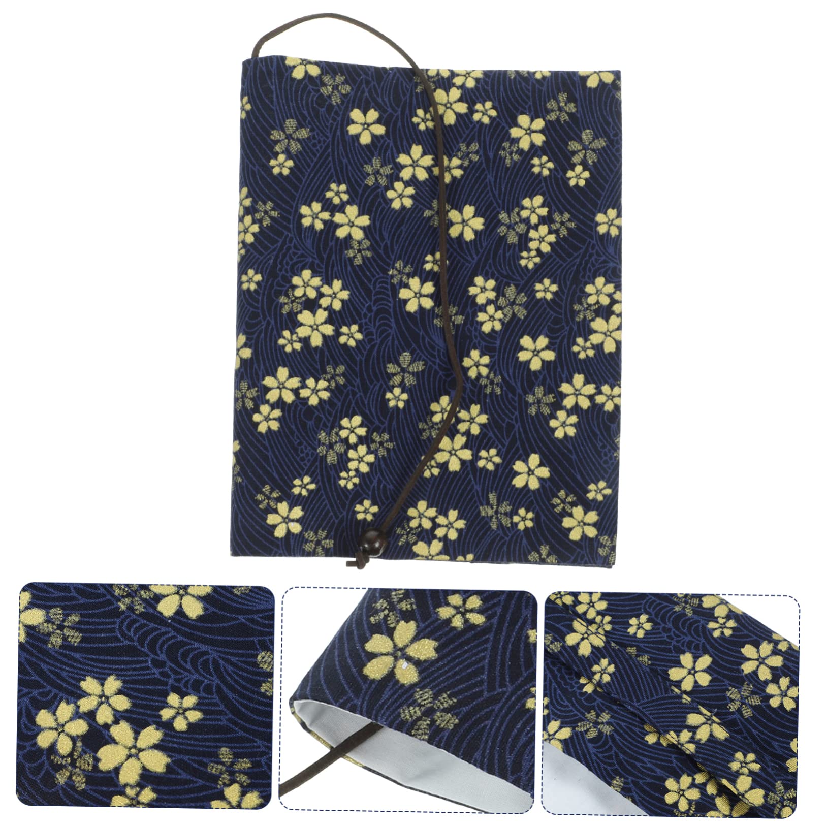 MAGICLULU 4stücke Decorative Buchumschlag Stoff Handgemachte Anpassbare Buchhülle Mit Schutzfunktion Für Notizbücher Schulbücher Und Wiederverwendbar Und Dunkelblau Mit Kirschblüten