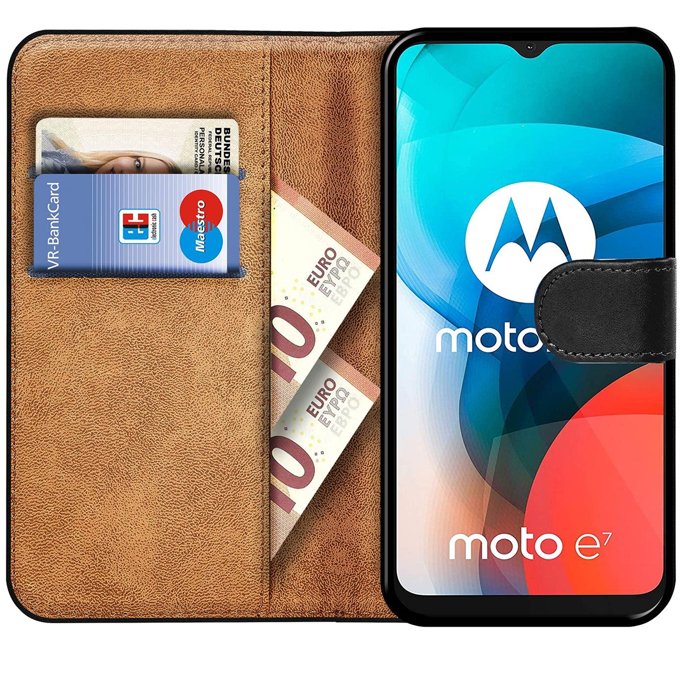 Verco Wallet Case for Motorola Moto E7 Book Cover with Magnetic Closure compatible with Motorola E7 Flip Case with Card Slots Faux Leather - Image 2