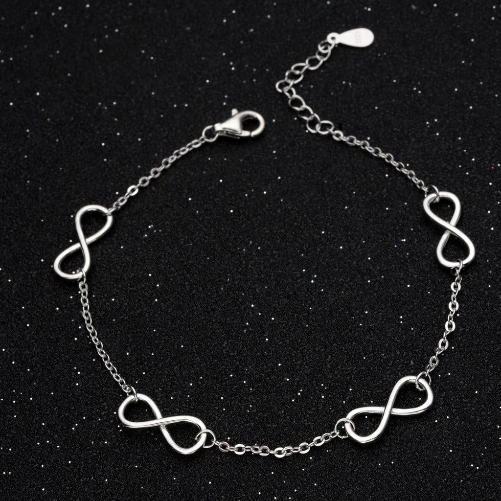 EVER FAITH Women's 925 Sterling Silver Elegant Figure 8 Infinity Adjustable Link Bracelet Hand Chain
