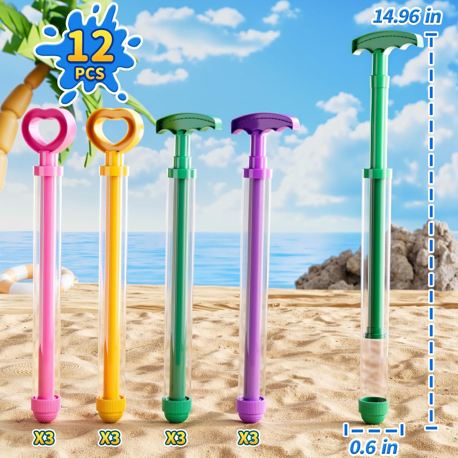 12 Pack Water Blaster Squirt Gun for Kids, Water Squirter Water Gun Bulk for Kids Ages 3-5, Spray Water Soaker Toys for Pool Party Outdoor Summer Water Games