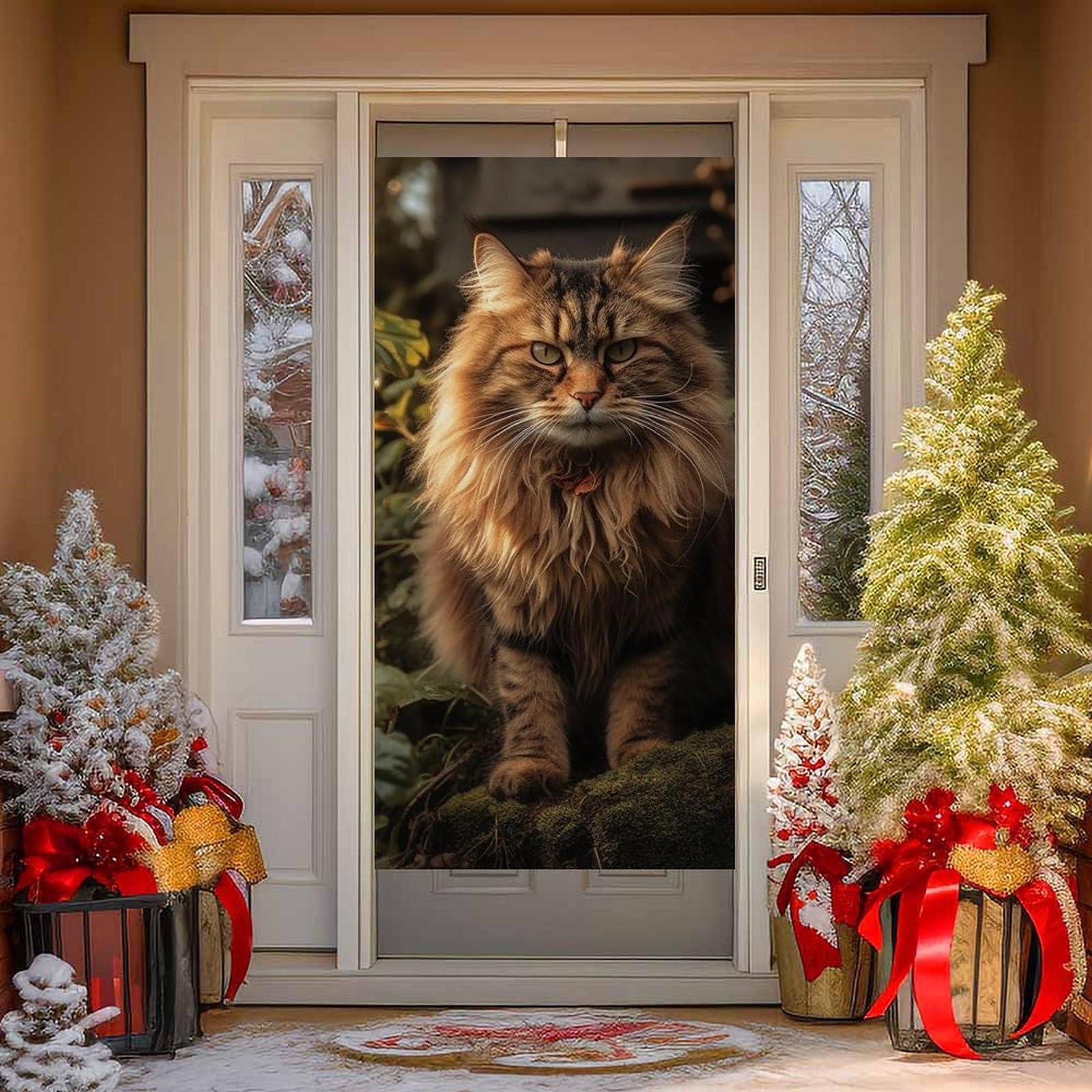 NTVOWPZO Cat Sitting in Bush Door Curtains for Doorway Privacy Dividers Door Banner Blackout Curtains Fabric Door Window Curtain for Home Bedroom Kitchen Decor 35.4x70.9 in Decorative Banner
