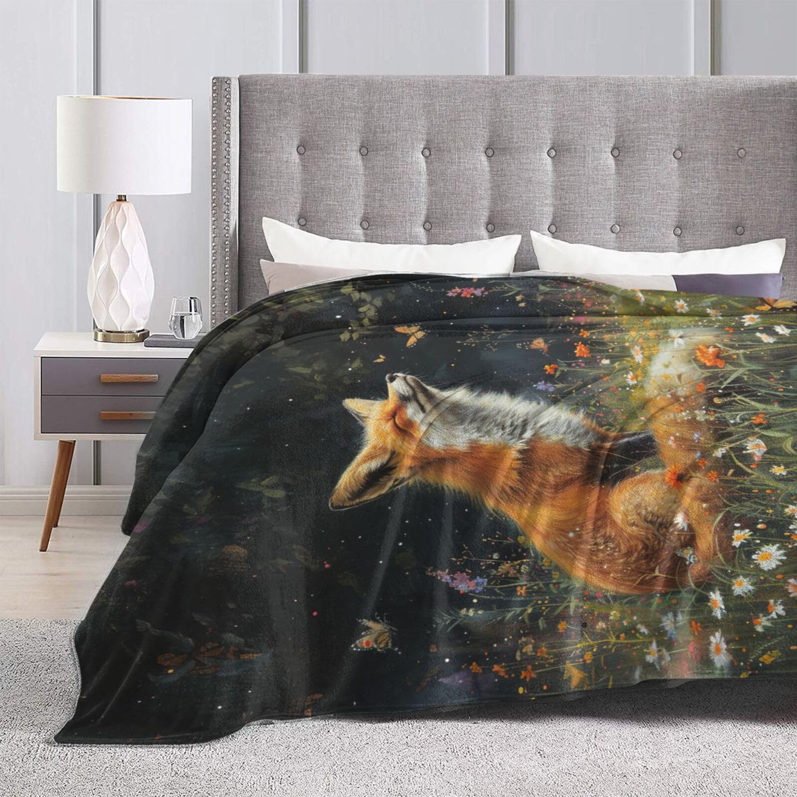 Couverture à Capuche En Polaire Surdimensionnée Avec Motif Renard - Couverture Chaude - Couverture épaisse - Cadeau Pour Femme Et Homme - Multicolore - Taille Unique, Multicolore., Taille Unique